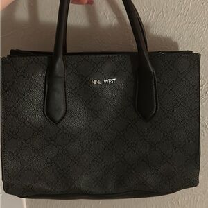 Nine West Black Tote with Structured Design and Textured Finish